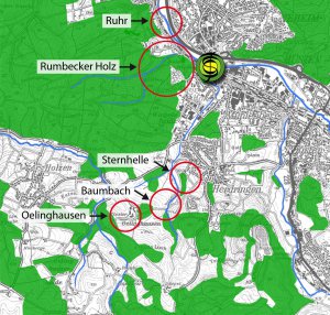 Lage der einzelnen Untersuchungsflächen im Schulumfeld