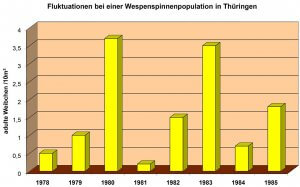 Fluktuationen der Dichte einer Wespenspinnenpopulation bei Jena.